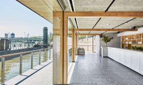 Woods Quay London concrete panels for interior bar design Grey Shui 